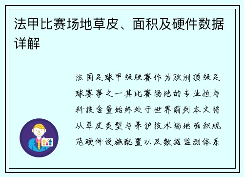法甲比赛场地草皮、面积及硬件数据详解